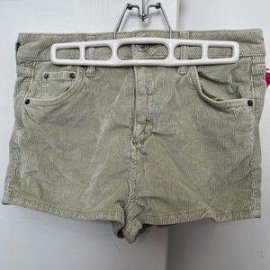 BDG high waisted corduroy shorts in light green; Size US W 28